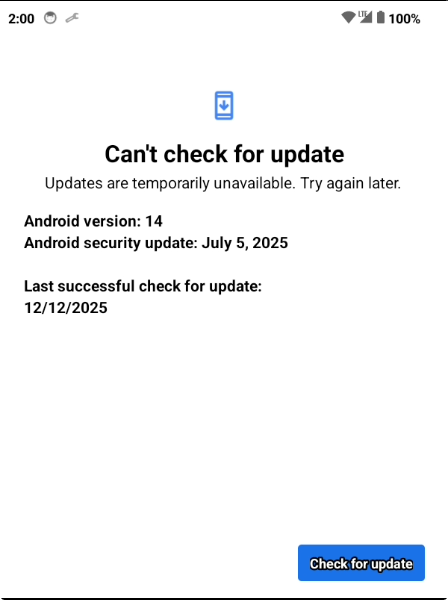 Failed to check for updates