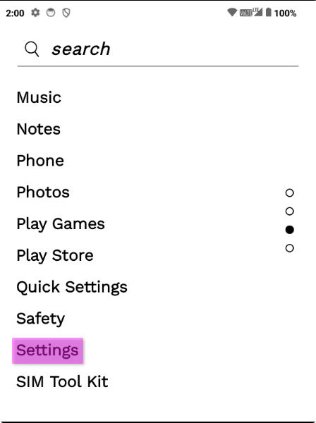 Showing Settings in the Launcher